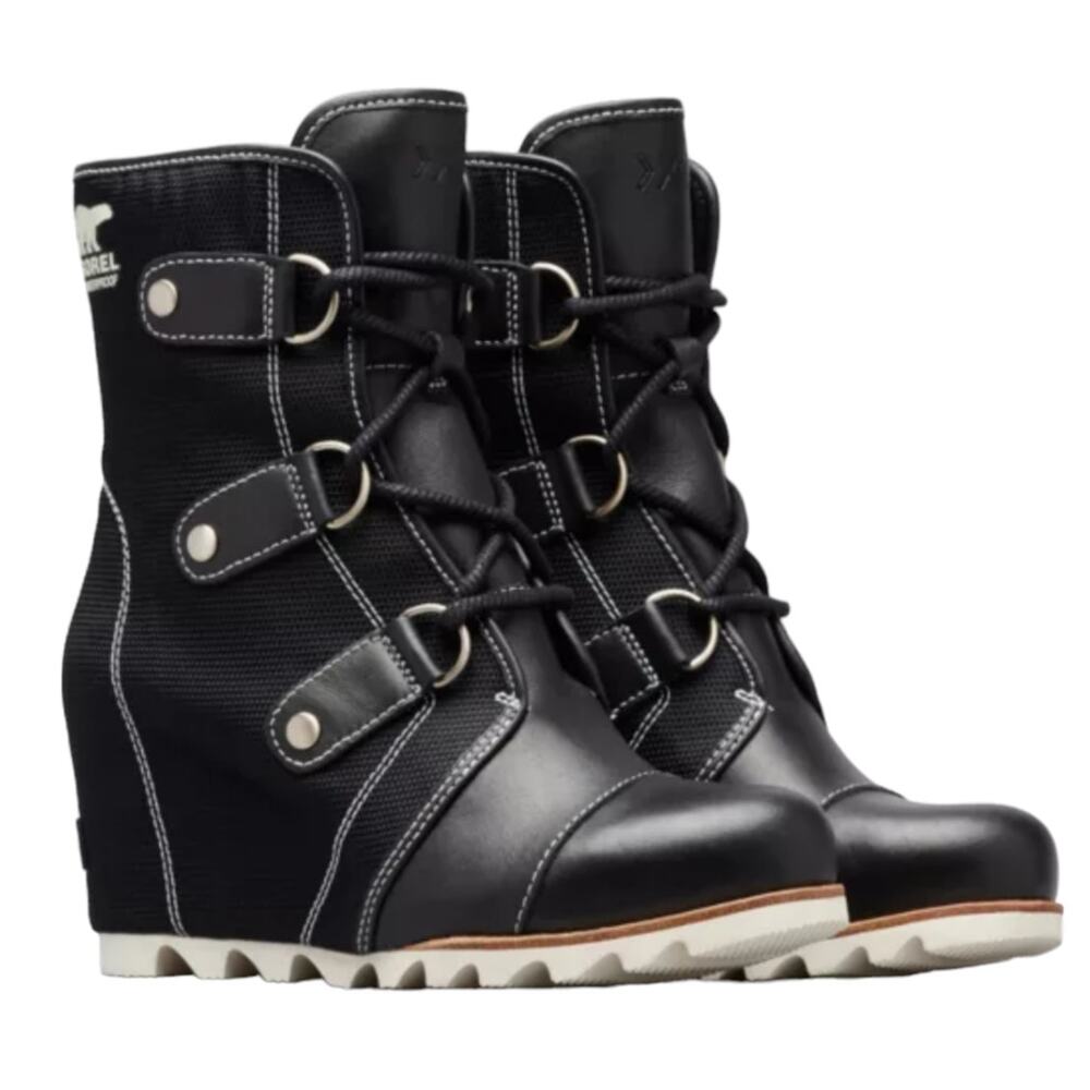 Sorel Joan Of Arctic Mid X Celebration Black Hidden Wedge Winter Boots - Picture 2 of 13